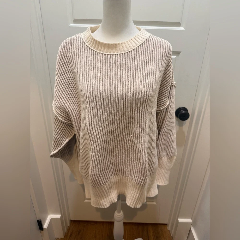 Altar’d State. Alison Matte Chenille Pullover. Taupe/Cream. Size Medium. - Picture 2 of 9